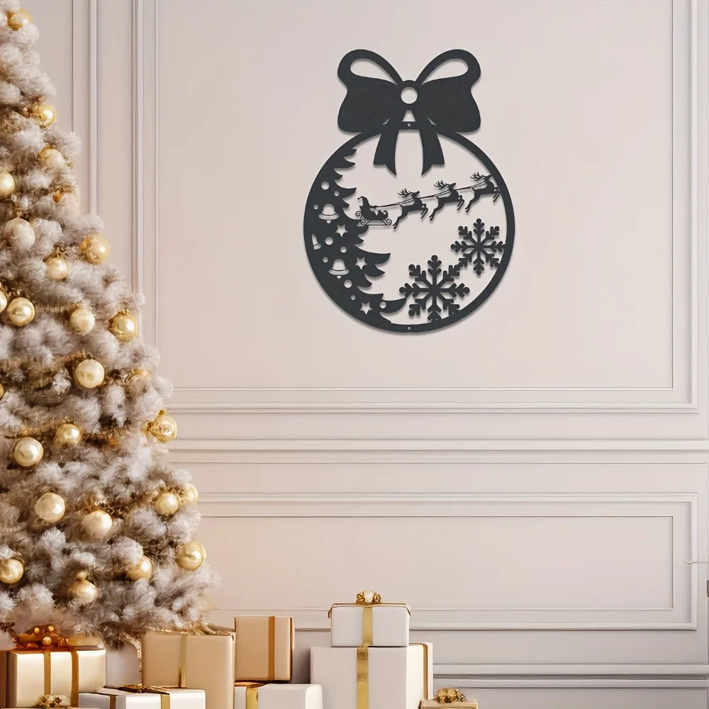 CIFBUY Christmas Vintage Cutout Metal Wall Art Waterproof Weather‑Resistant Iron Sign for Farmhouse Entryway Room Wall Decor
