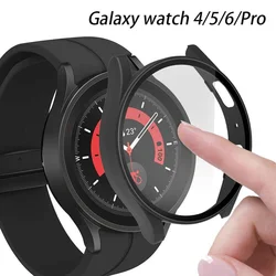 Funda para Samsung Galaxy Watch 5 pro funda 45mm 4 5 6 44mm 40mm Protector de pantalla PC parachoques vidrio templado Galaxy watch 6 funda