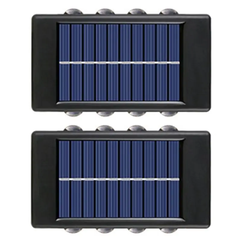 

Солнечный светодиодный настенный светильник A67P-8 для улицы, водонепроницаемый, с двусторонним освещением, для сада, лестниц, забора