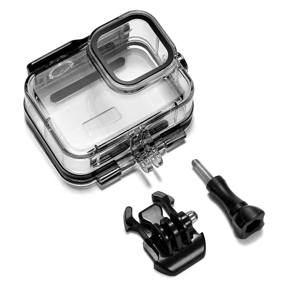 Funda impermeable para GoPro Hero 12 11 10, carcasa negra con inserciones antivaho, Protector de pantalla de vidrio templado, agarre de mano flotante