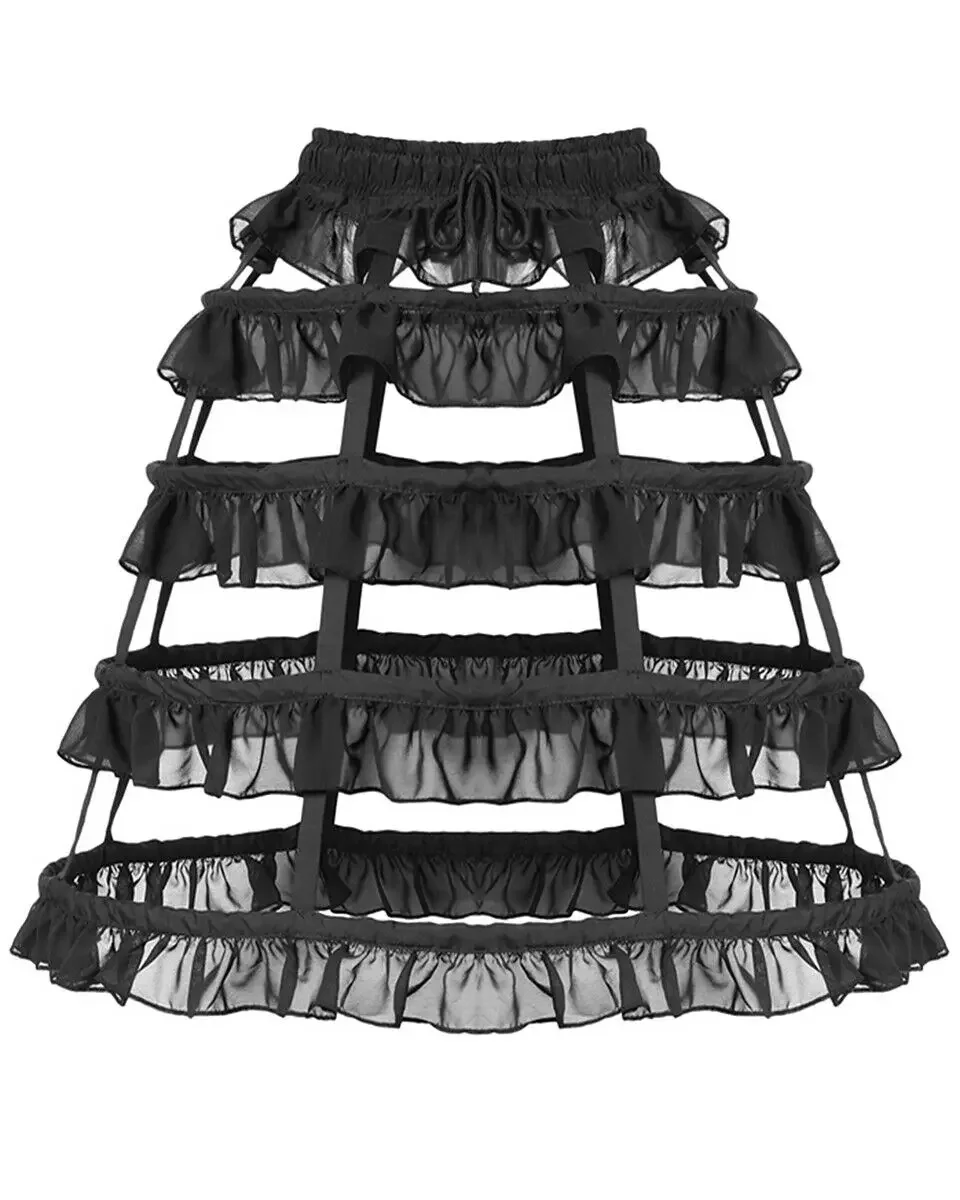 

Womens Gothic Crinoline Hoop Skirt Black Petticoat Bustle Steampunk