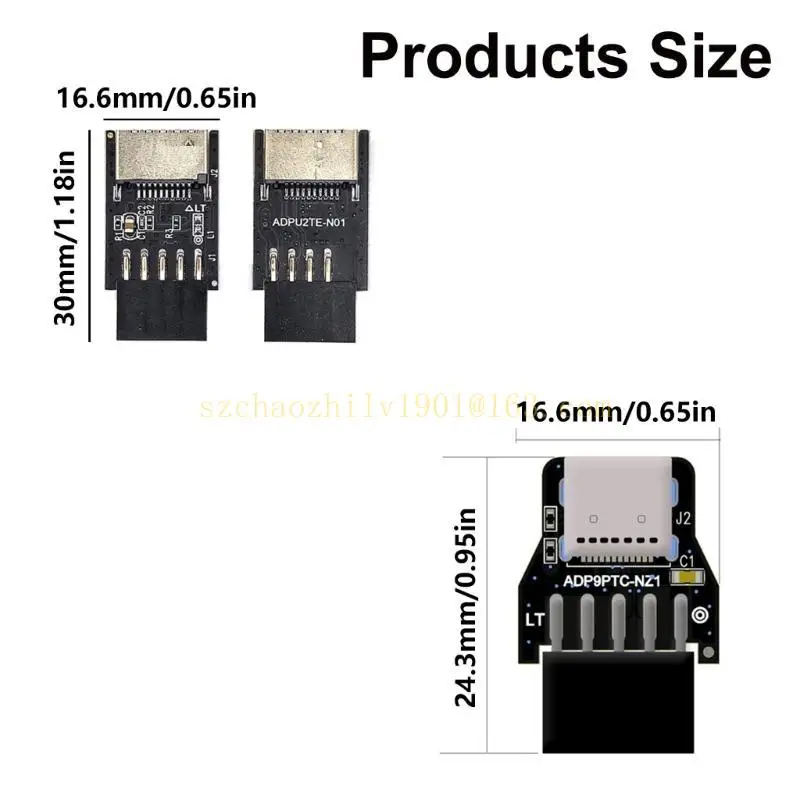 62KA USB 2.0 9PIN 수컷에서 USB C 전면 소켓 메인 보드 헤더 확장 어댑터