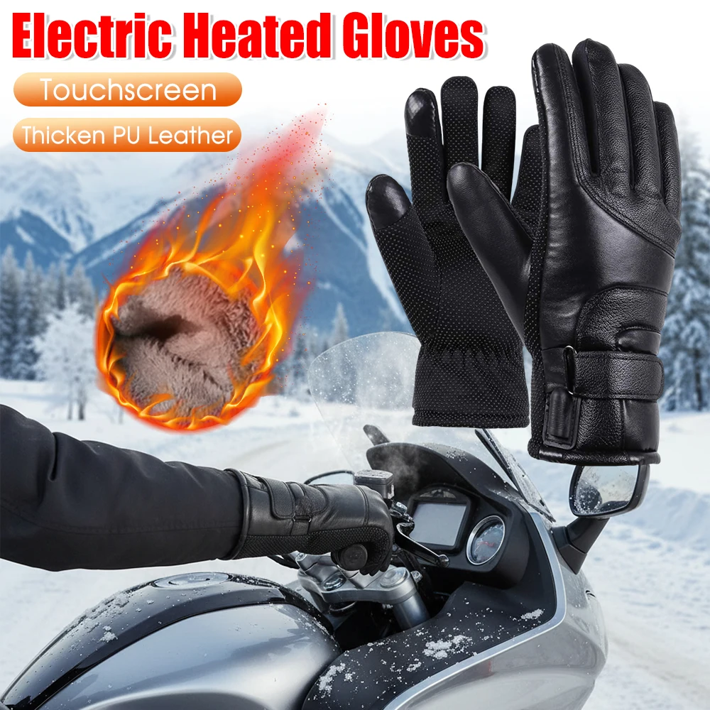 

Winter Electric Heated Skiing Gloves Outdoor Camping Hand Warmer Gloves Windproof Sports Mitten (Mobile Power Bank not included)
