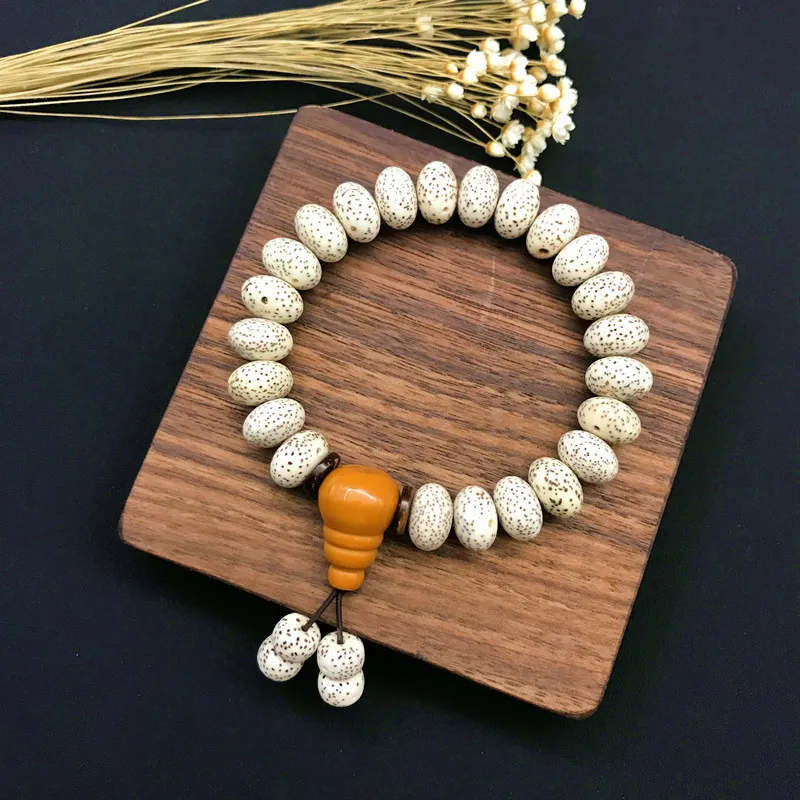 Star and Moon Bodhi Single-Loop Buddhist Bead Bracelet8*12Abacus Bead Natural Color Bodhi Seed Prayer Bead Bracelet Wholesale Be