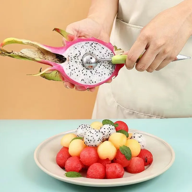 4 In 1 Watermelon Slicer Cutter Scoop Fruit Carving Knife Cutter Fruit Platter Fruit Dig Pulp Separator Kitchen Gadget Accessory