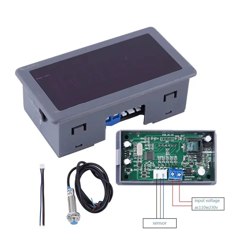 220V 110V AC Tachometer 4 Digit LED Digital Display Motor Tachometer With Hall Sensor Magnet Ac Tachometer Set High Quality