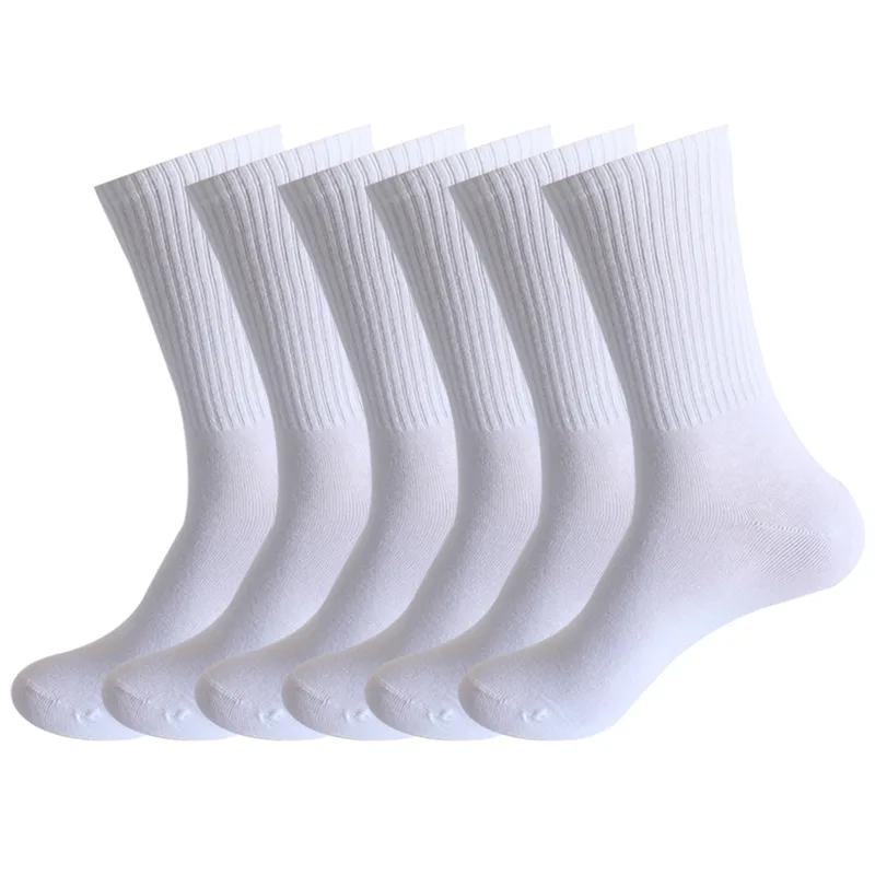 1pairs High Quality Black White Pure Color Cotton Unisex Sock Office Sport Business Anti-Bacterial Deodorant Men Long Socks