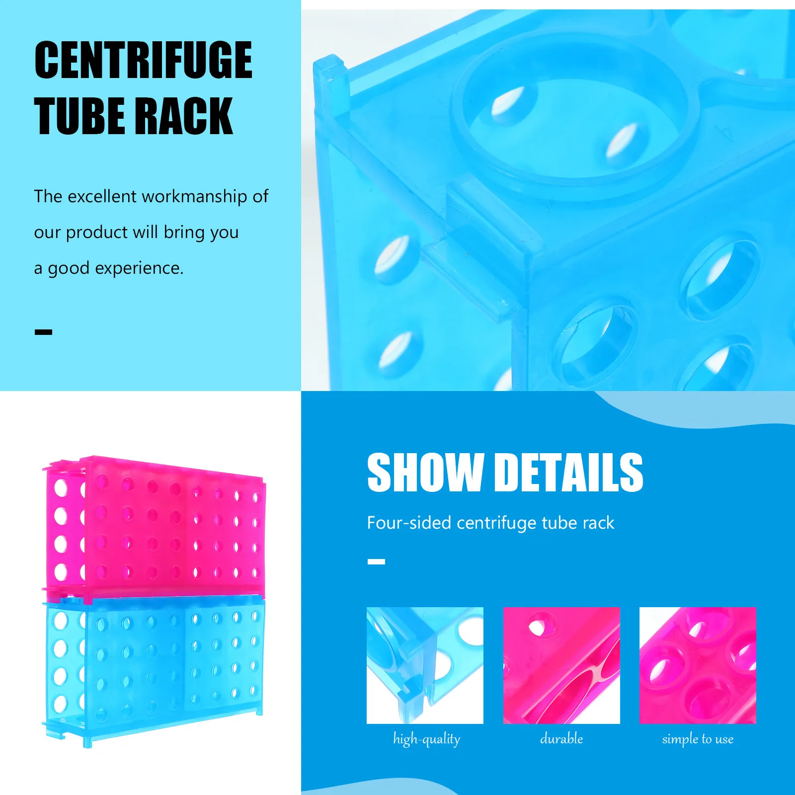 2Pcs Premium Thickened Plastic Centrifuge Tube Rack for 0.5ml 1.5ml 10Ml 50Ml Tubes Lab Storage Freezer Use Microcentrifuge Tube
