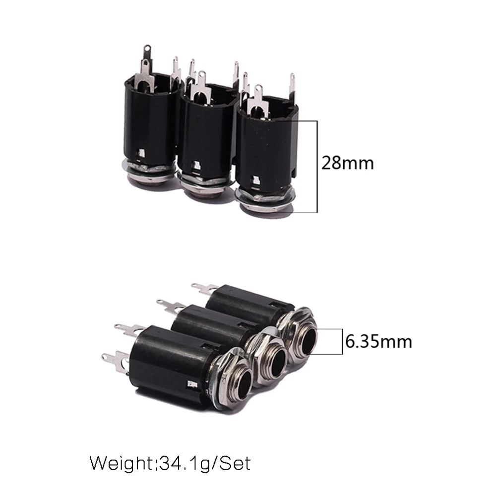

6 pcs Guitar Endpin Jack Kit Cylindrical Mono Output Stereo Input 1/4 Inch 6 35mm Socket Strap Button Easy Install