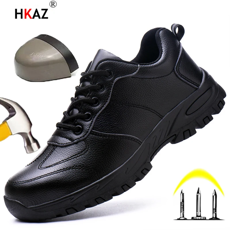 Breathable Lightweight Men Boots Leather Style Men Sneakers Indestructible Safety Shoes Women Steel Toe Work Boots LBX1218