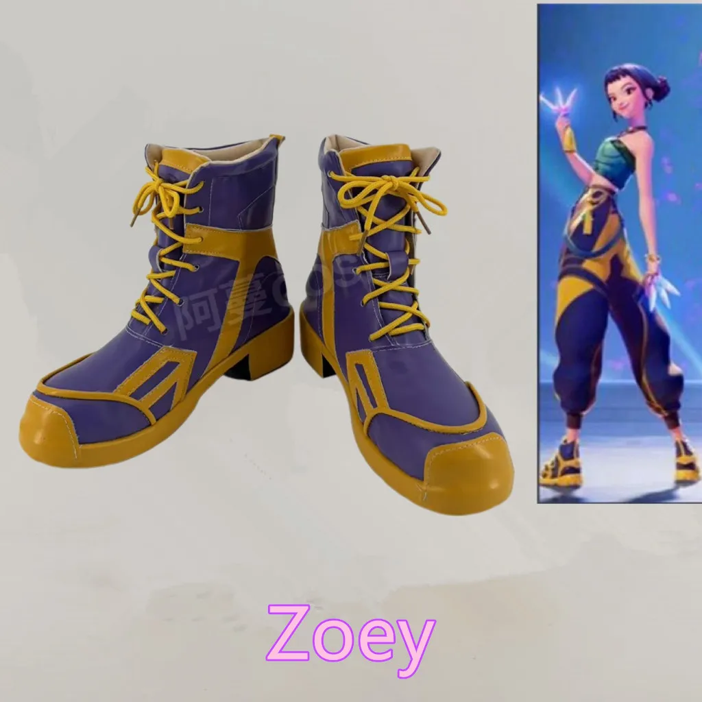 

KPop Охотники на демонов Zoey Косплей Костюм Обувь Сапоги ручной работы из искусственной кожи Аниме Карнавальные вечерние сапоги на Хэллоуин