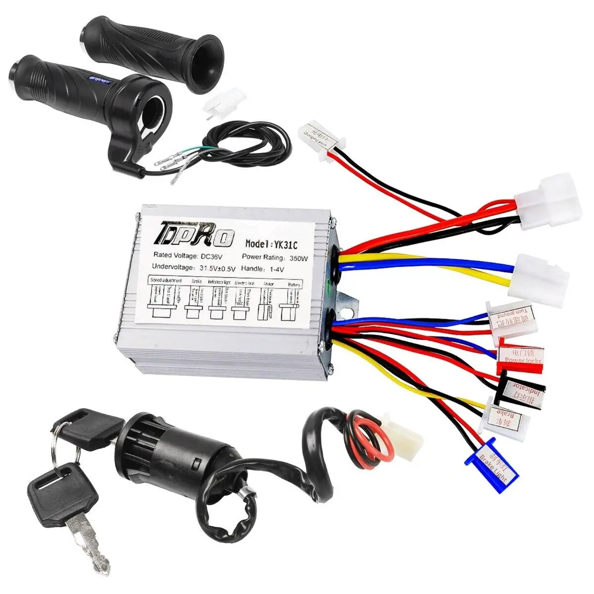 36V 350W Brush Motor Controller Throttle Keylock For Electric Scooter Bike ATV