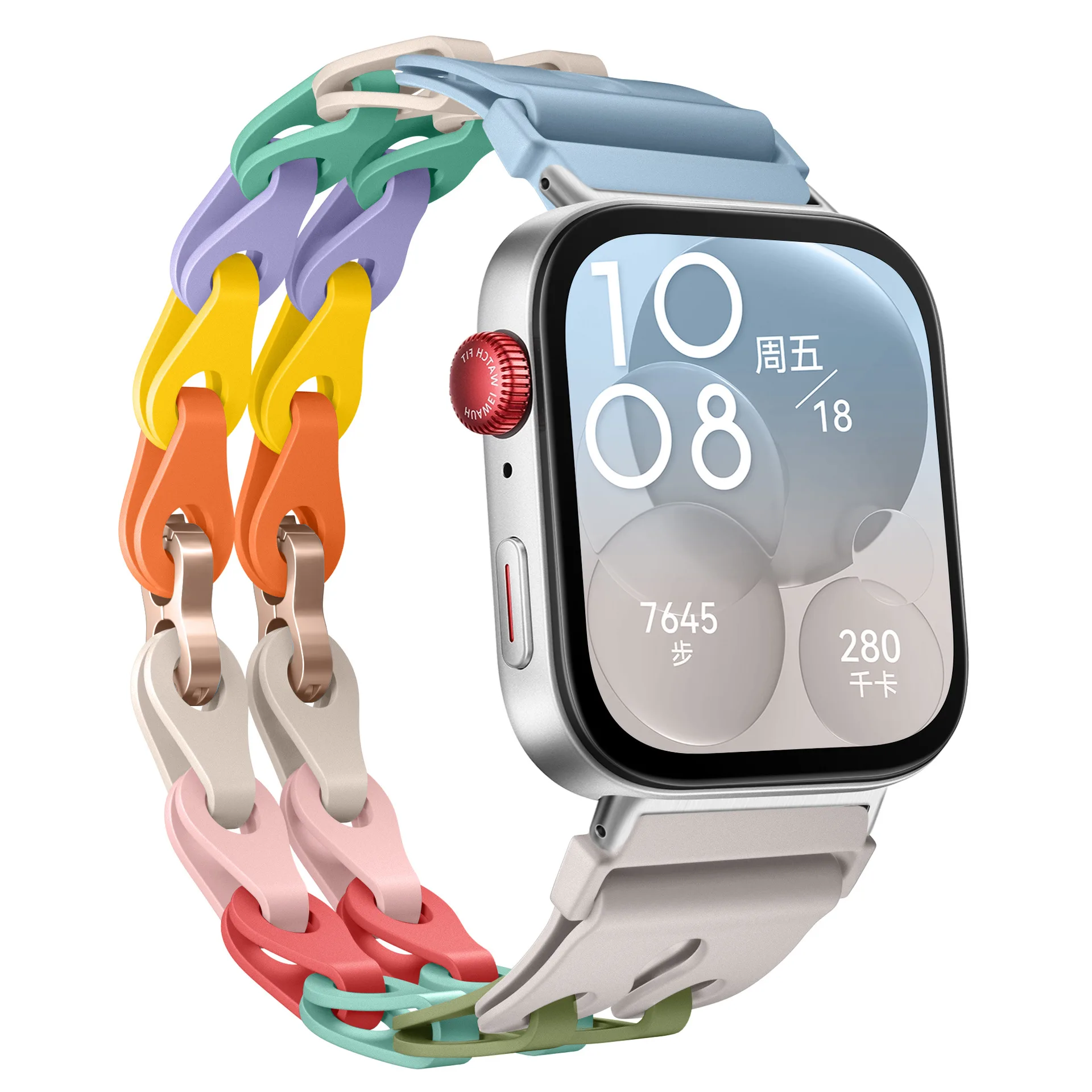 

Ремешок силиконовый для Huawei Fit 3, металлический сменный Браслет с цепной пряжкой, аксессуары для Huawei Watch Fit3