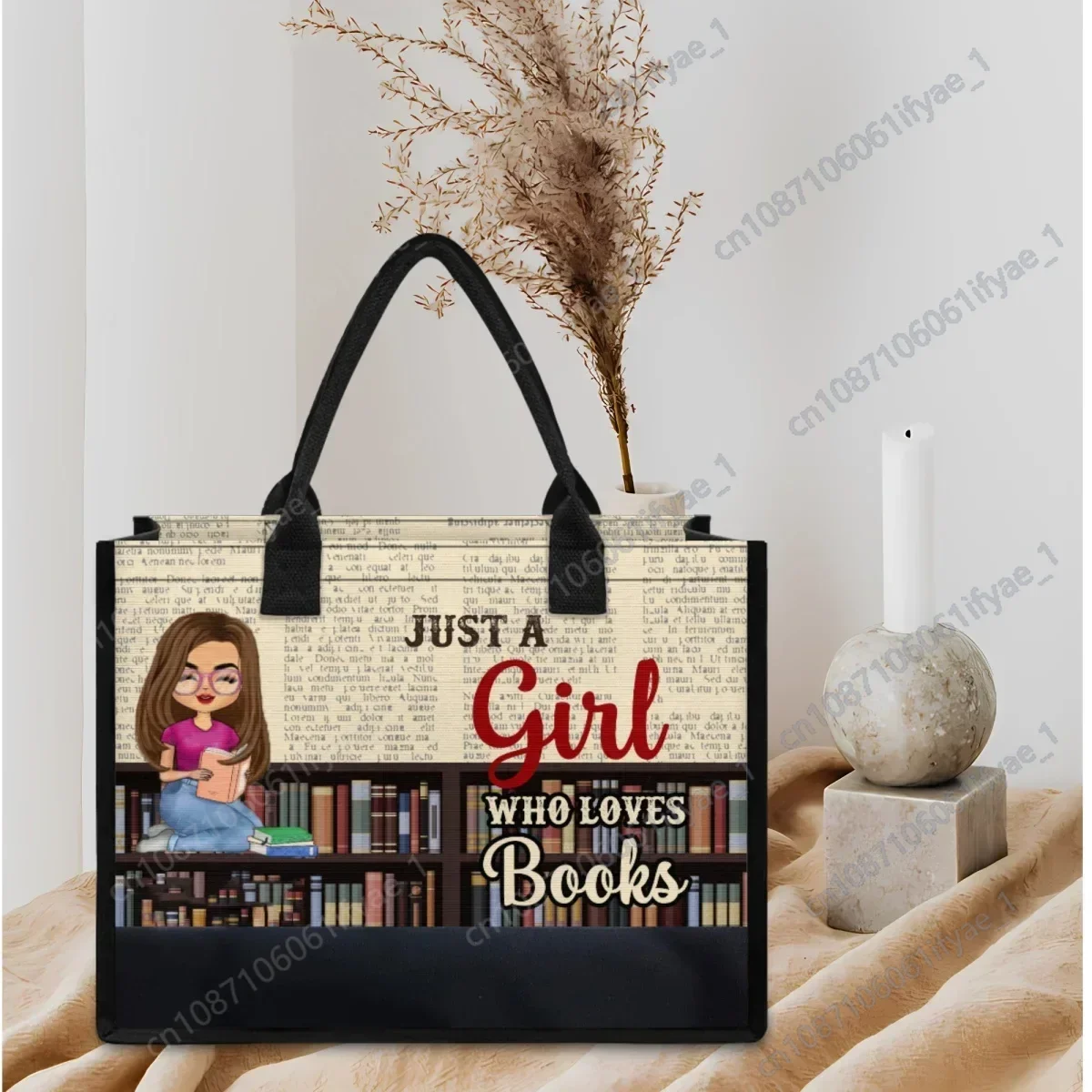 Just A Girl Who Loves Books Design Tote Bags Luxury Portable Street Popular Shoulder Bag Fashion Handle Handbags Teacher's Gift