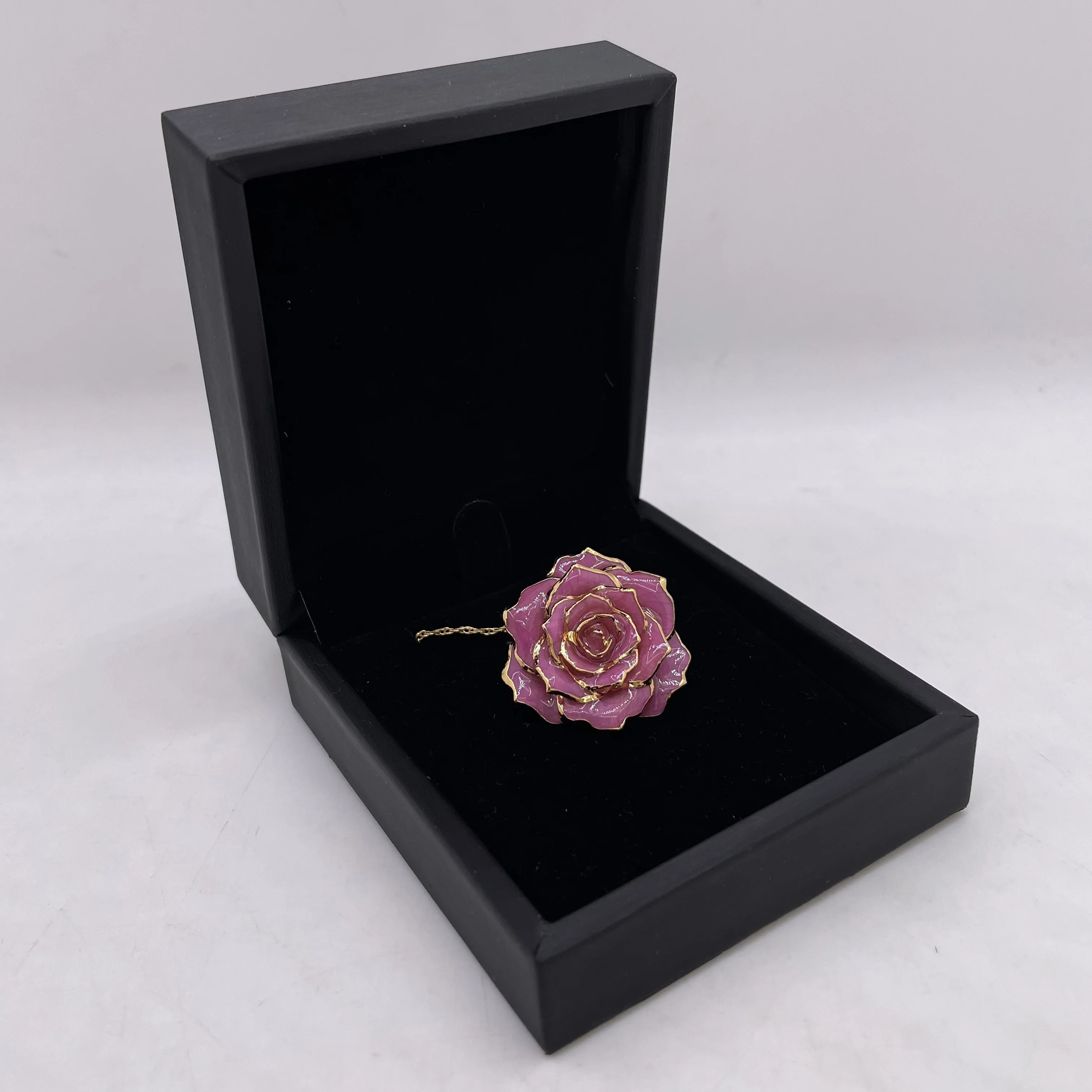 

Romantic Light purple color Necklace 24K Gold Plated Real Rose choker Handmade Craft Flower Jewelry wedding anniversary gifts