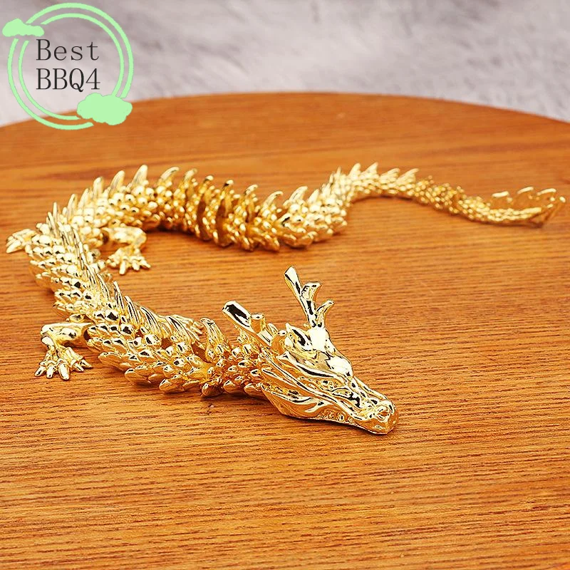 (BBQ4)Alloy Five Claw Golden Dragon Ornaments Can Move Chinese Loong Handlebars Home Office Desktop Decorations