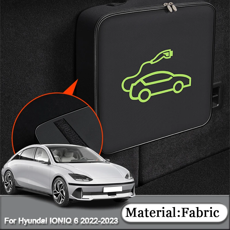 

For Hyundai IONIQ 6 2022 2023 2024 Car Charging Cable Storage Bag Charger Plugs EV Sockets Equipment Organizer Bag Waterproof