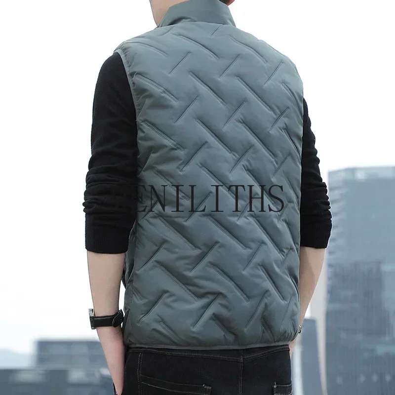 Nova moda colete homem outono inverno quente confortável sem mangas jaqueta dos homens decoração roupas largas masculino