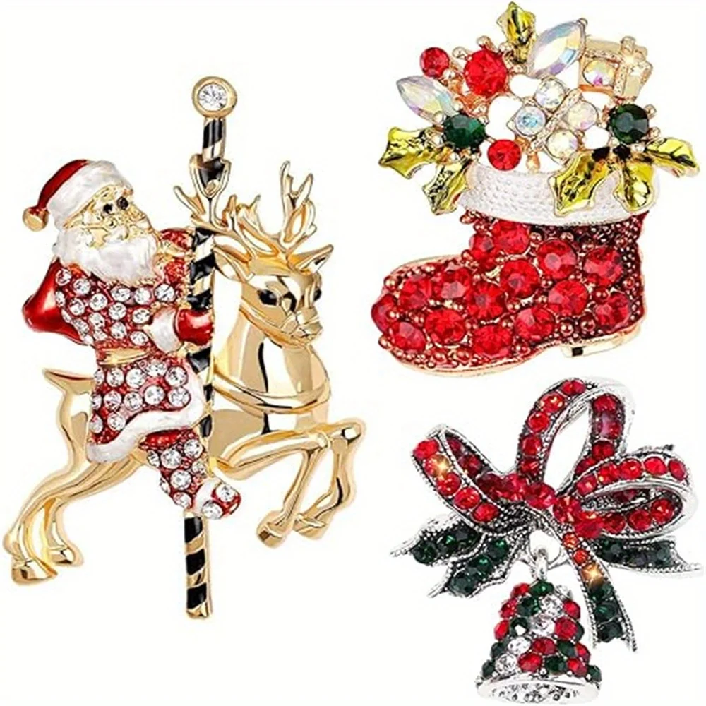Christmas  Designs of Old Men Reindeer, Snowflakes Accessories Pins Wedding Holiday Party Favors