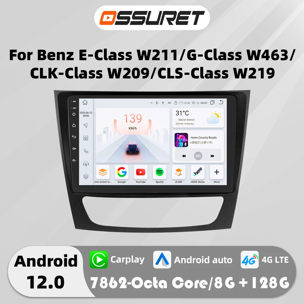 

Android 12 Autoradio multimedia player For Mercedes Benz E-Class W211 2002-2009 for Benz W219 W463 W209 4G Carplay GPS Stereo Fm