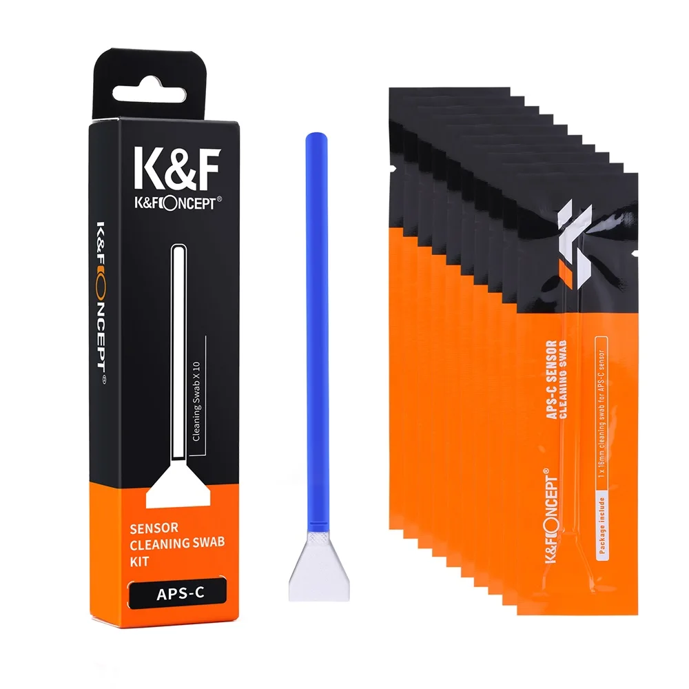 

K&F Concept 10 Pack 16mm APS-C 24mm Full-Frame Sensor Cleaning Swabs Dry CCD CMOS Clean Swabs for Nikon Sony Canon DSLR Camera