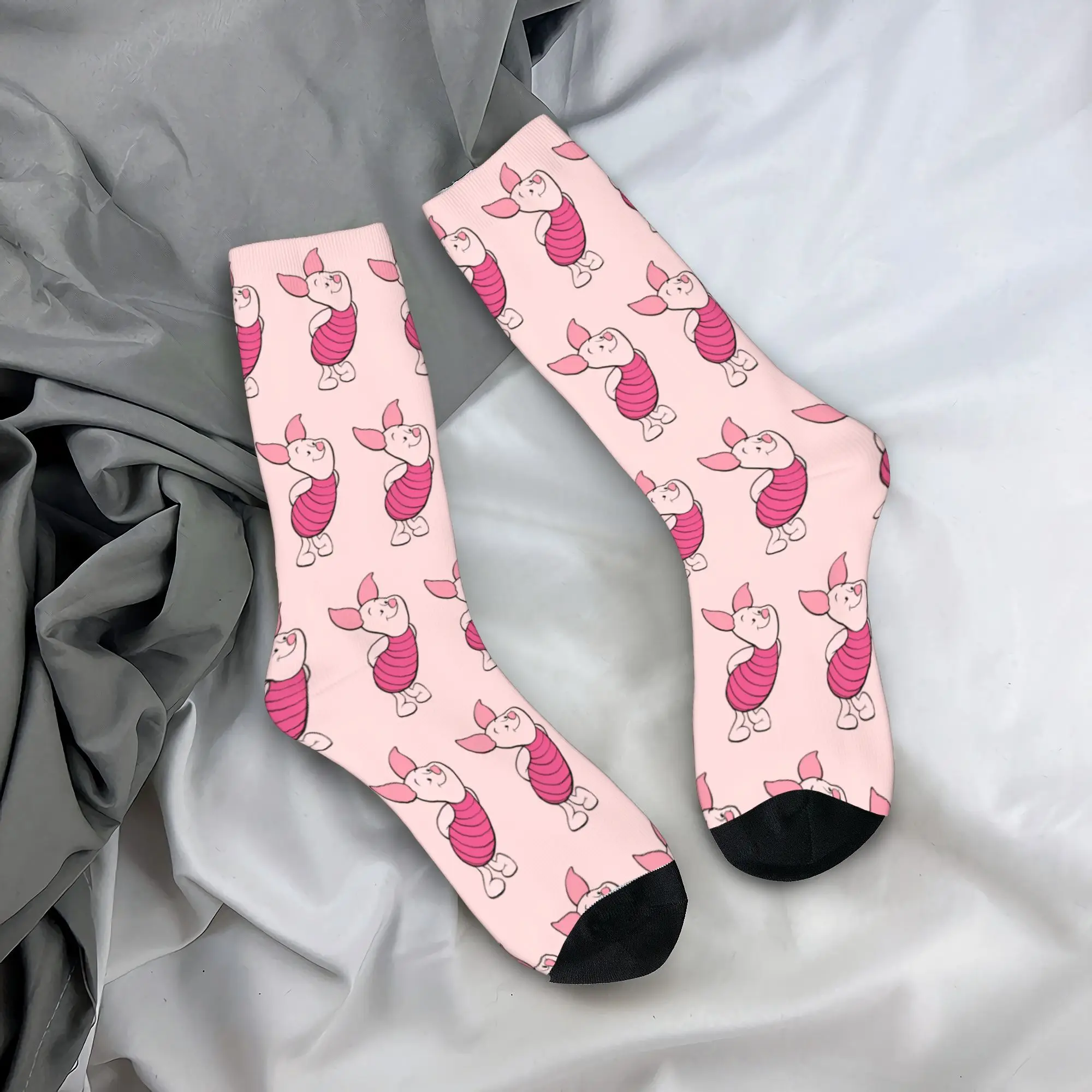 Winnie the Pooh piglet Socks for Women Men Merch All Seasons pink pig Cute Middle Tube Socks Sweat Absorbing