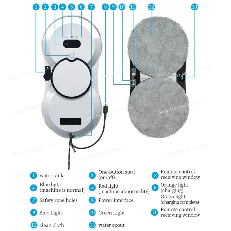 Robot per la pulizia delle finestre con spruzzo d'acqua Robot per la pulizia intelligente dei vetri Tipo spray Robot per la pulizia delle finestre con motore brushless