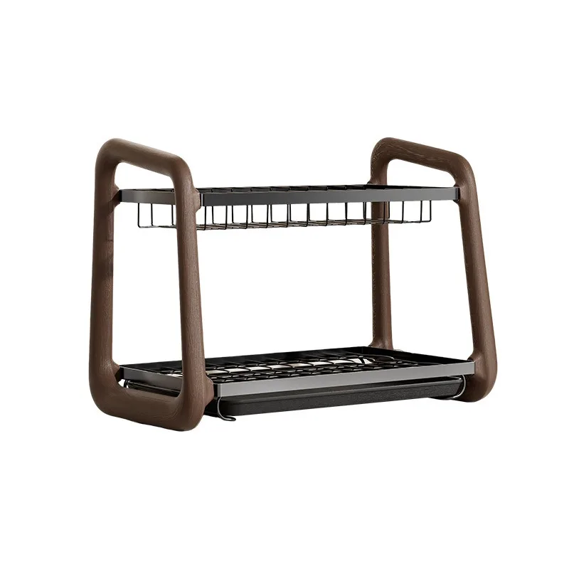For double dish rack, large capacity multi-function kitchen rack with drain rack