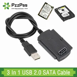 PzzPss 3 in 1 USB 2.0 IDE SATA 5.25 S-ATA 2.5 3.5 Inch Hard Drive Disk HDD Adapter Cable For PC Laptop Converter