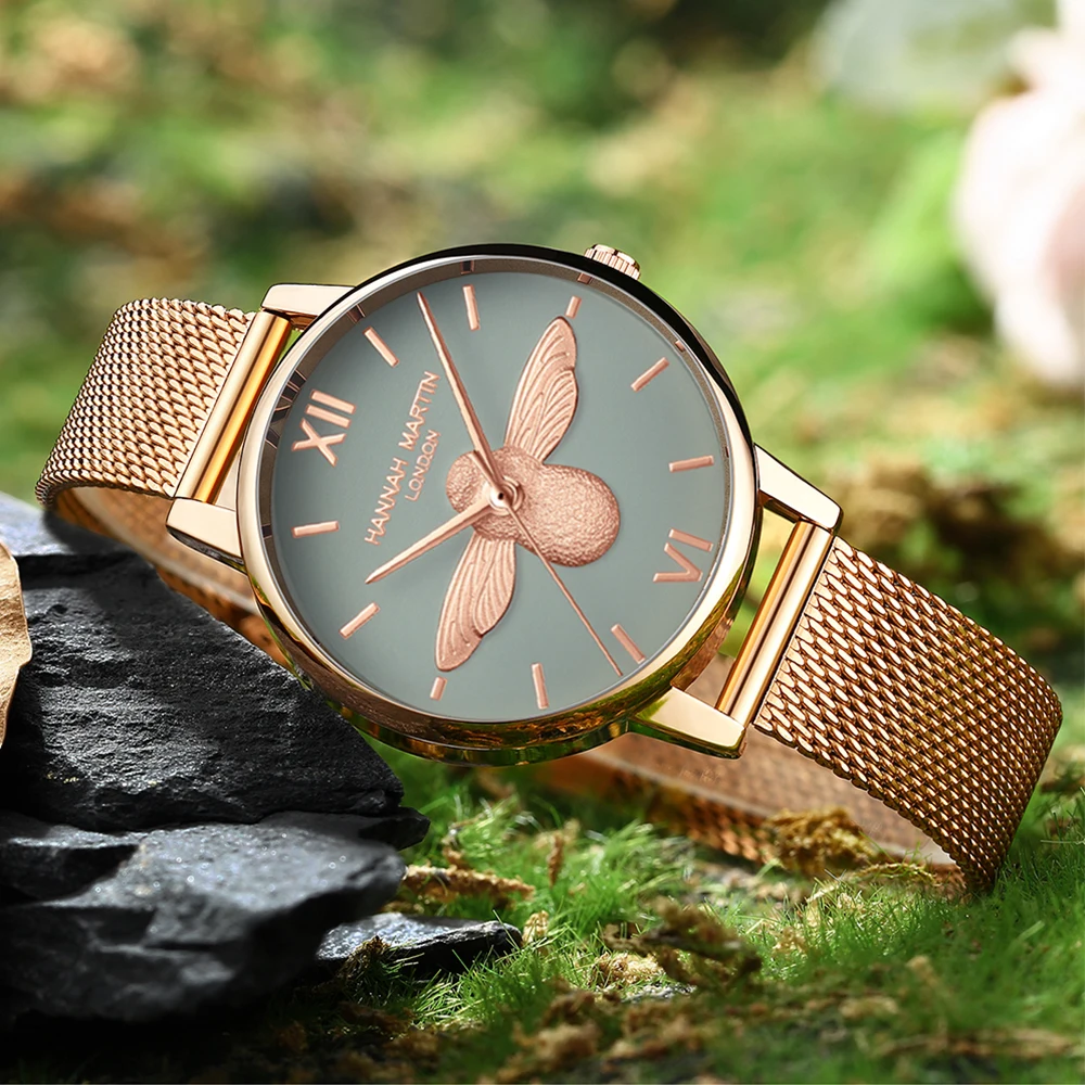 Stainless Steel Mesh Wristwatches Top Brand New Luxury Japan Quartz Movement Rose Gold Designer Elegant Style Watches For Women