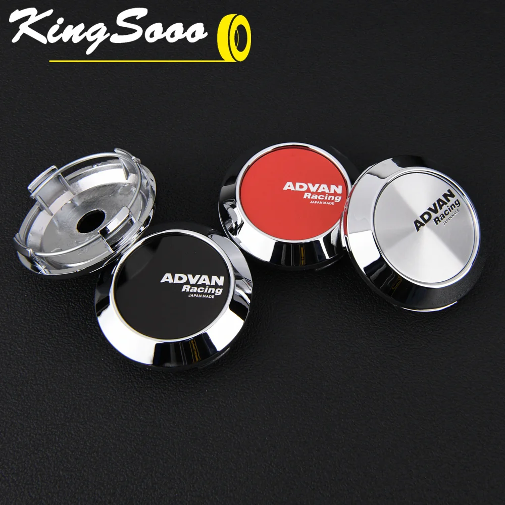 4PCS JDM Sport Wheel Cap Clip 60mm ADVAN Emblem Wheel Center Caps Rim Cover Hub Cap Black & Silver