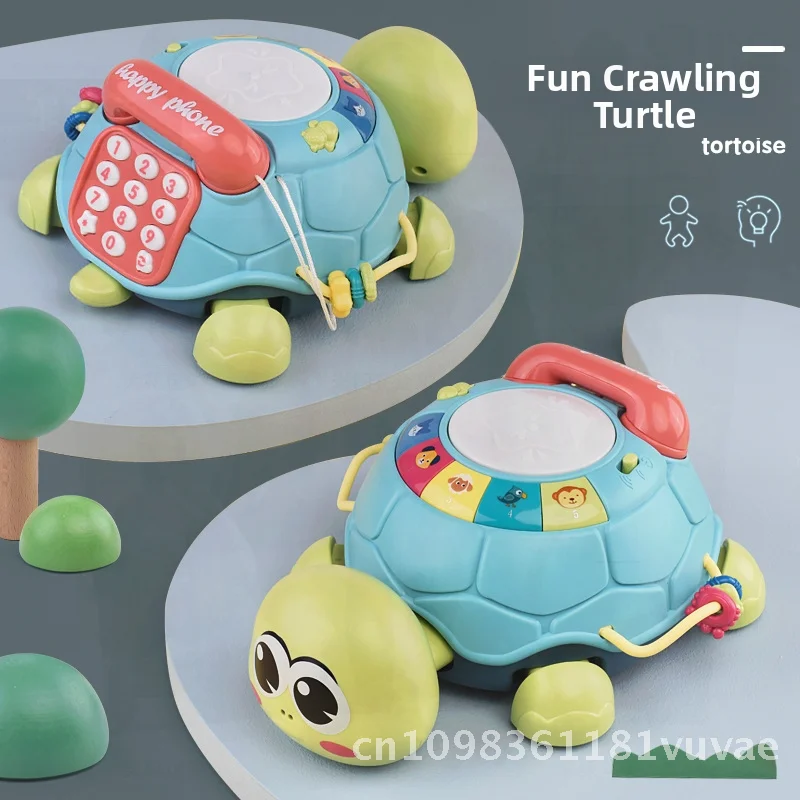 Musique pour enfants éducation précoce histoire Machine amusant ramper tortue téléphone perlé bébé jouet main tambour jouet pour bébé 0-3 ans
