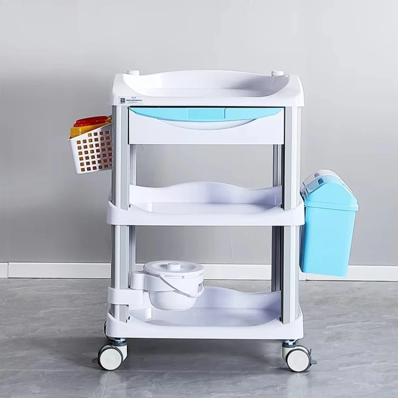 White/Blue/Grey 304 ABS Treatment Trolley Cart Medical Emergency Utility Trolley Medical for Hospital