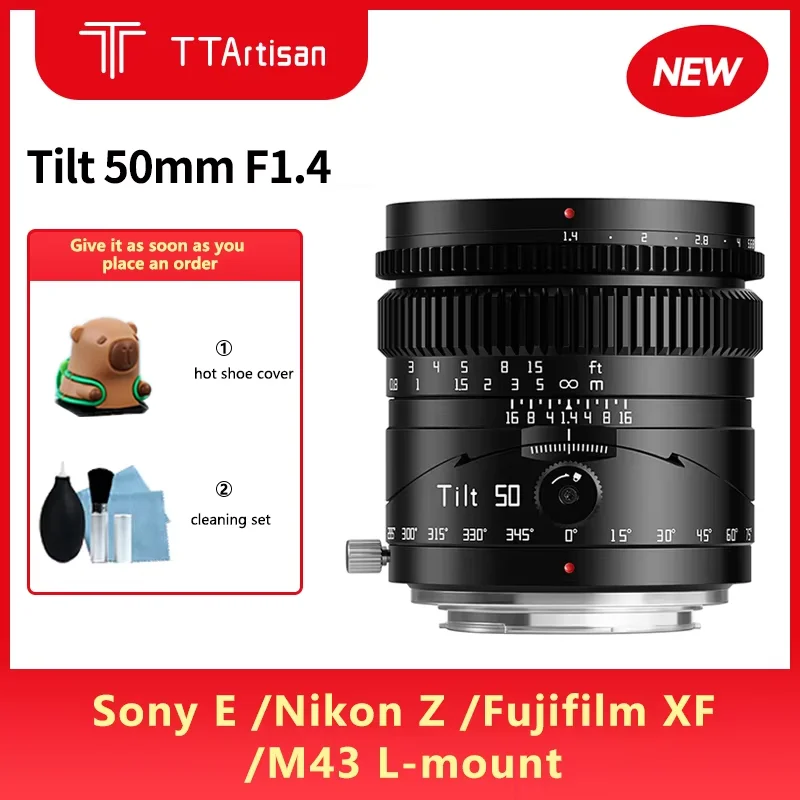 

TTArtisan Tilt 50mm F1.4 MF Full Frame Large Aperture Camera Lens for Sony E Nikon Z Fujifilm XF M43 L-mount