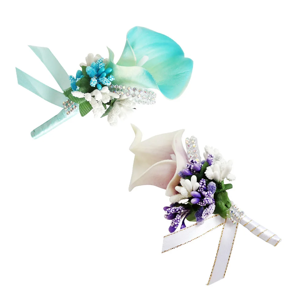 

1pc Simulated Bouquet Brooch Bridal Boutonniere Flower Pins Wedding PU Artificial Elegant Bridesmaid Prom Accessories