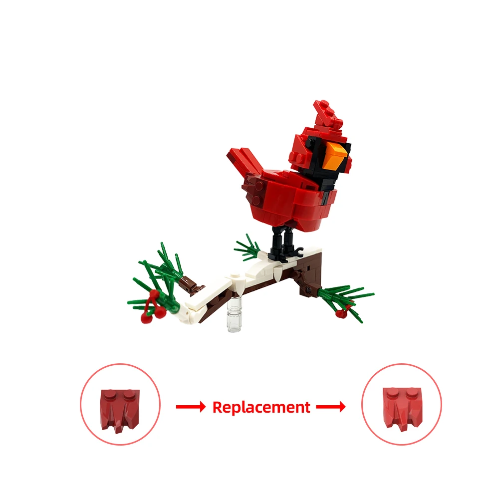جوبريك MOC حيوان الطيور الشتاء الكاردينال بنة مجموعة الإبداع الببغاء نموذج لتقوم بها بنفسك التعليم الطوب لعب للأطفال هدية