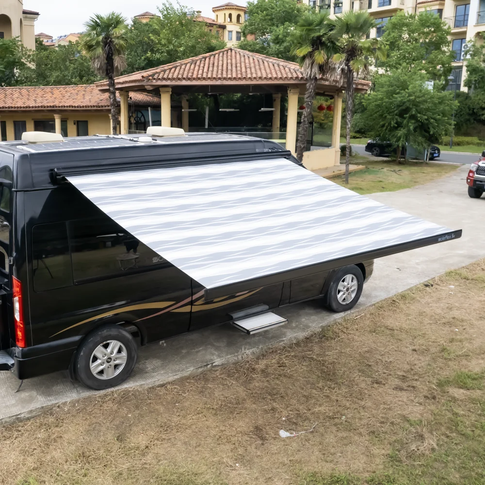 S30 Side Mounted Caravan/RV Awning Aluminum Alloy & PVC Fabric Waterproof Manual Control Without Support Legs,Custom Size