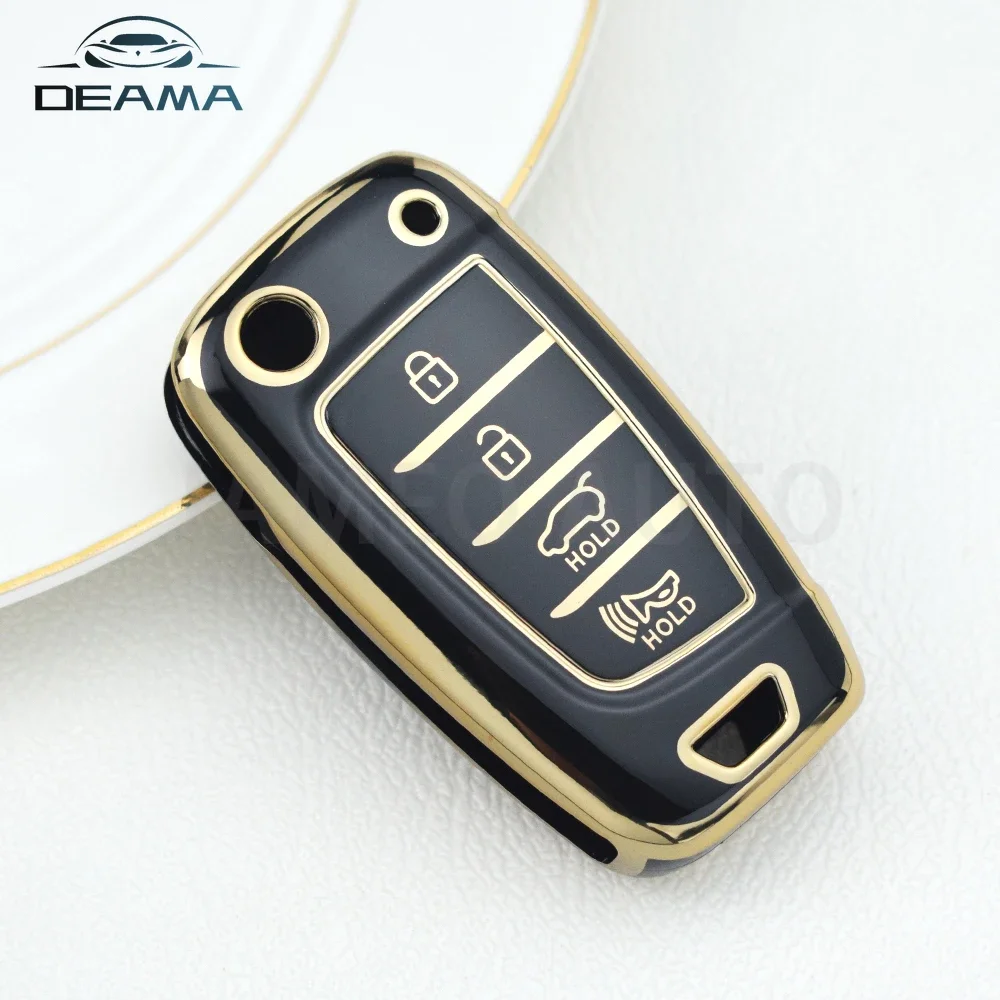 4 Buttons TPU Car Key Case Cover Shell for Hyundai Elantra Solaris I30 I35 I40 IX35 Sonata Santa Fe Tucson Verna Celesta Accent