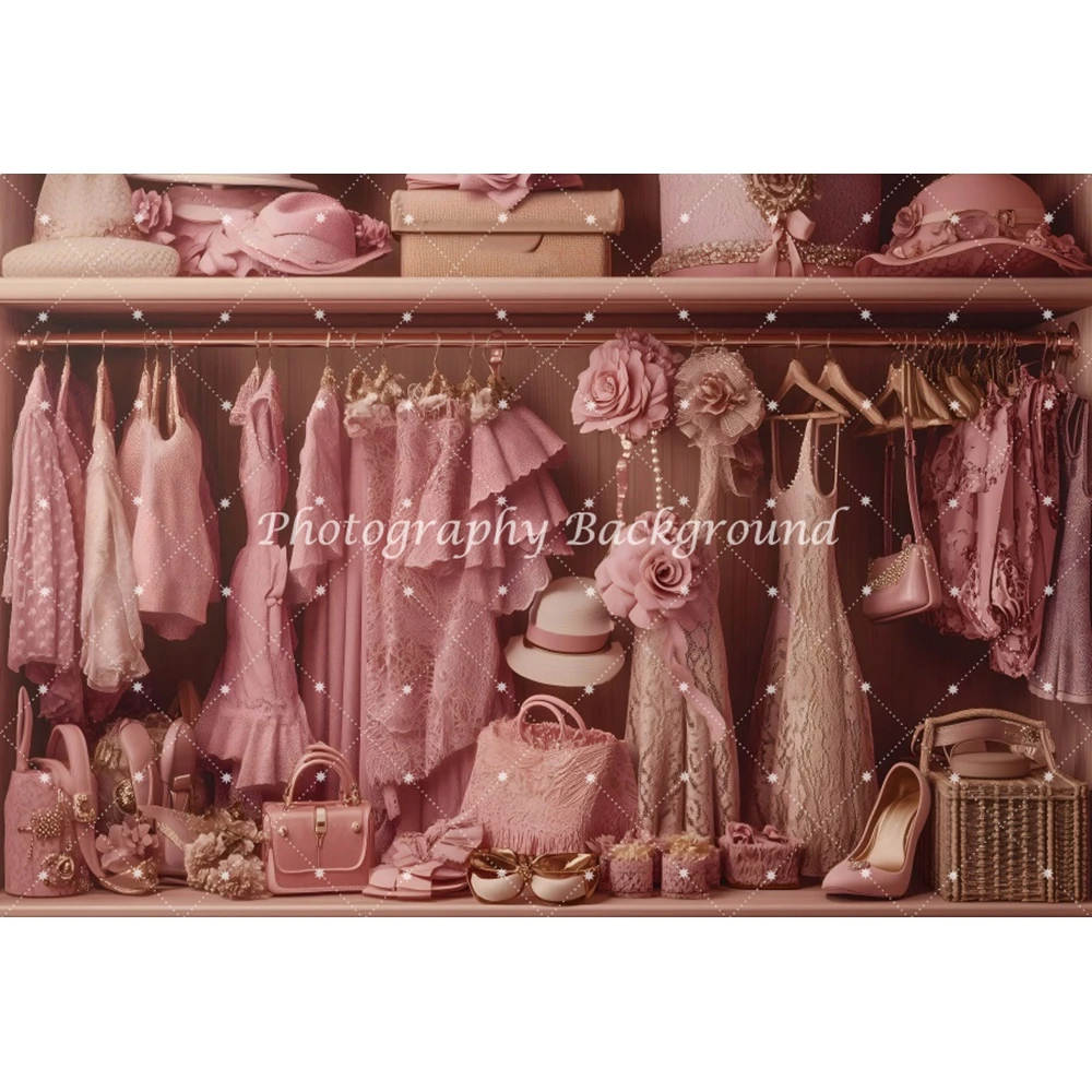 Princess Dress-Up Wardrobe Backdrop Photography Girls Birthday Party Decor Fantasy Castle Background for Kids Photographic Props