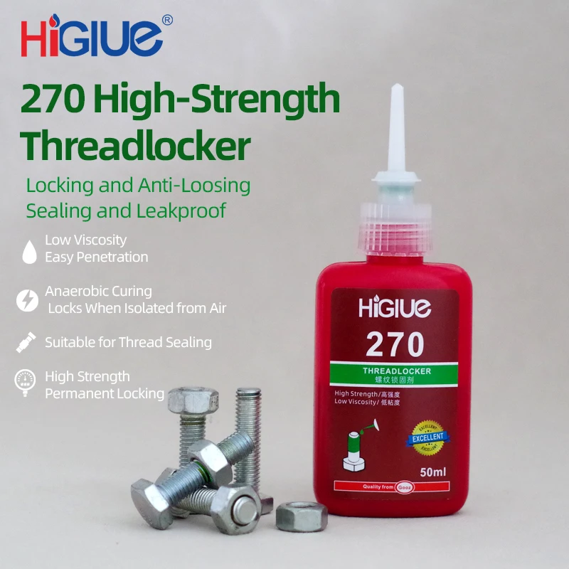 270 Green Threadlocker, Anaerobic Screw Sealant, Anti-Loosening Liquid Adhesive, for Locking Bolts, Nuts, and Screws