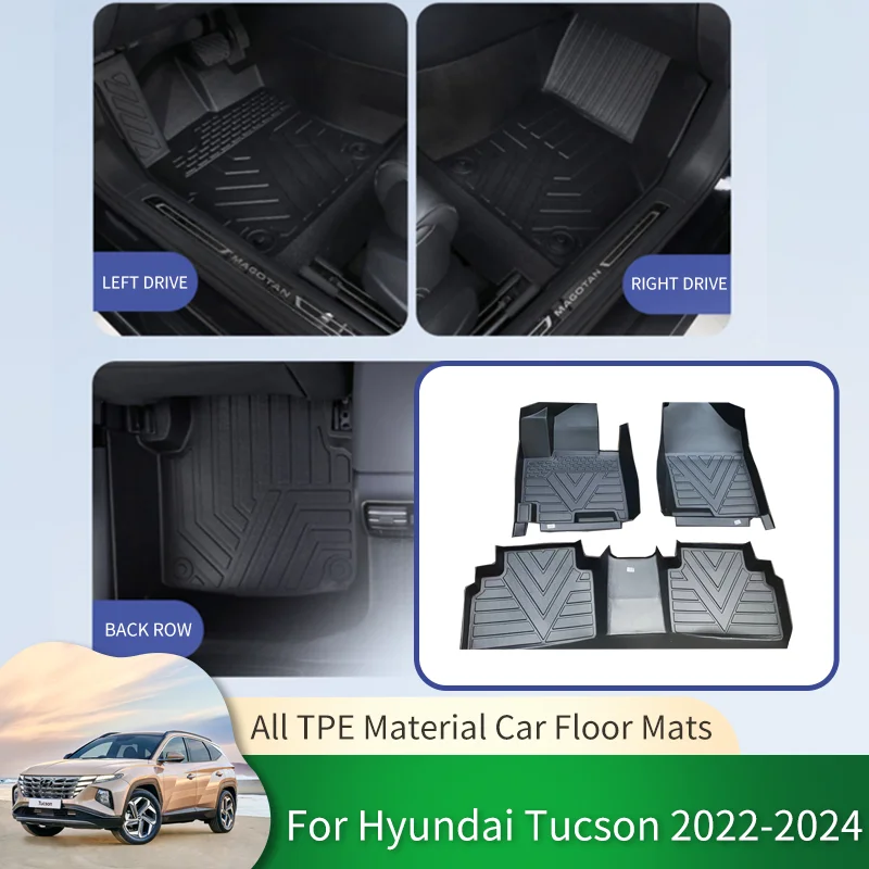 

TPE Auto Waterproof Non-slip Floor Mats Full Surround Protective Liner Foot Pads Carpet for Hyundai Tucson NX4 2022 2023 2024