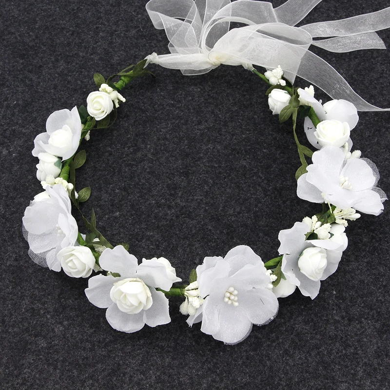 Elegant Girls Bridal Headband Romantic Hair Headdress Flower Wreath Bride Garland Head Hoop Wedding Hair Accessorie Jewelry