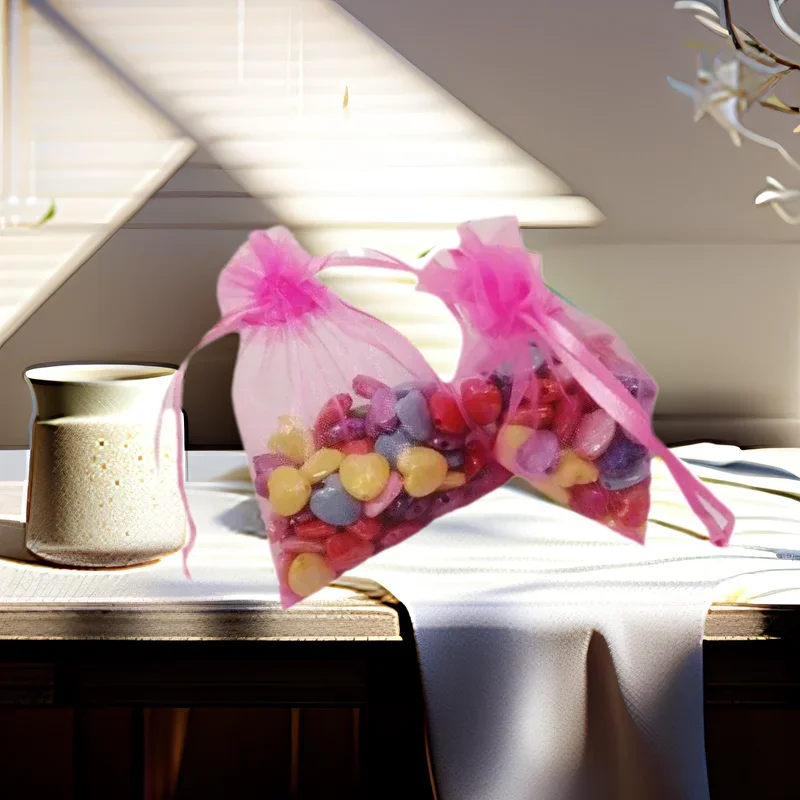 

1000pcs Wholesale Dark Pink Organza Gift Bag Sachet Pouch Drawstring Packaging Party Favors Wedding Christmas Storage Displays