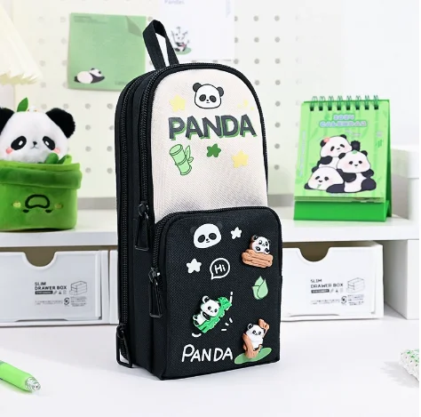 

Цельный пенал с милой мультяшной пандой для детей, для мальчиков и девочек, большая вместительная сумка для канцелярских принадлежностей, ручек, школьные принадлежности