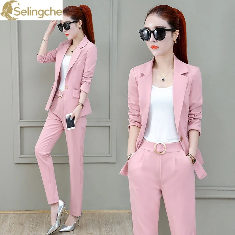 2024 Summer New Unlined Thin Jacket Blazers Pants Two-piece Elegant Women\'s Suit Set Office Business Pants Set