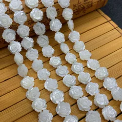 Natural Seawater Shell Beads for Jewelry Making Delicate White Roses DIY Ladies Earrings Necklace Charm Bracelet Christmas Gift