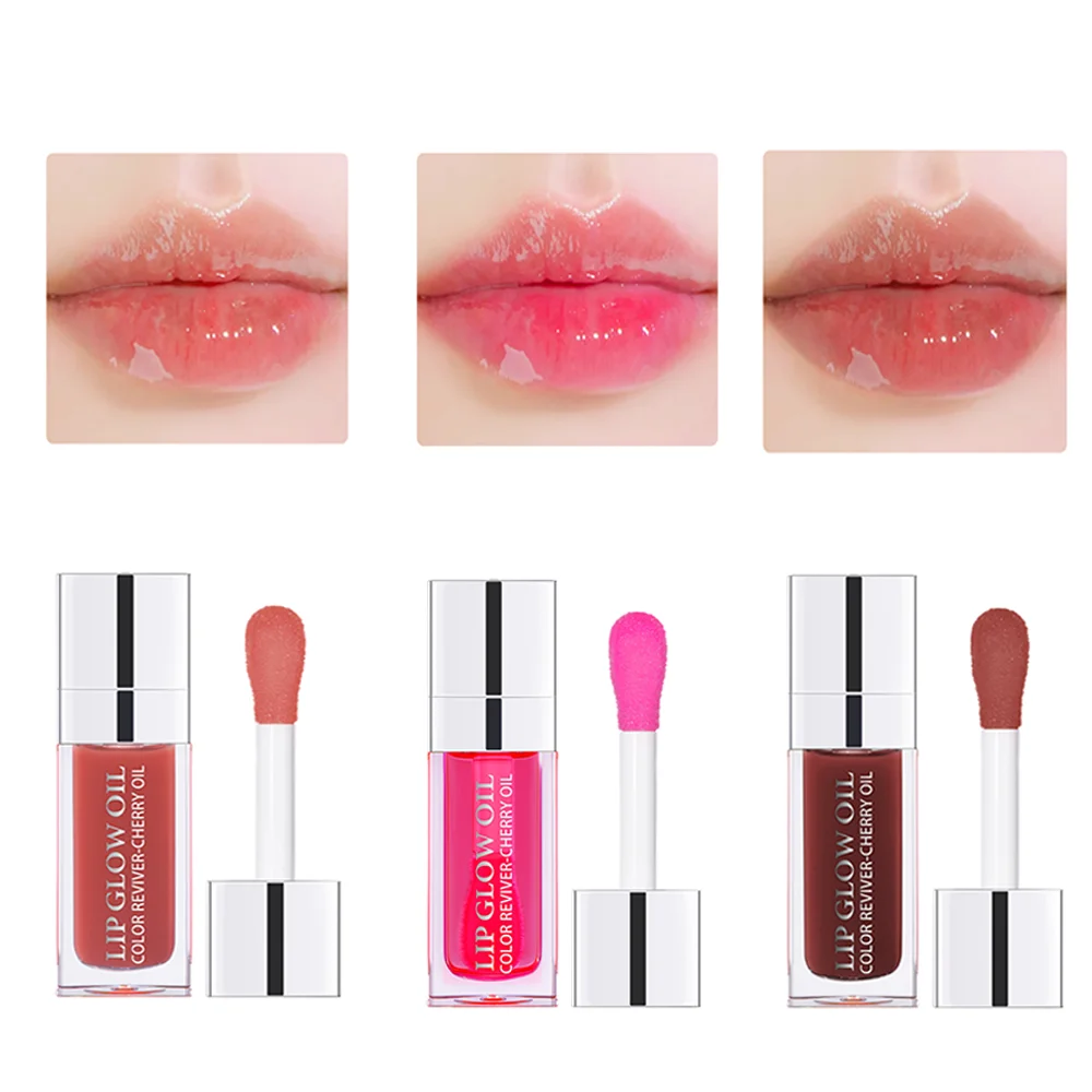 3 pièces/ensemble vernis à lèvres miroir eau longue durée imperméable cristal gelée huile teinte pour les lèvres hydratant antiadhésif tasse lèvres lueur huile soin