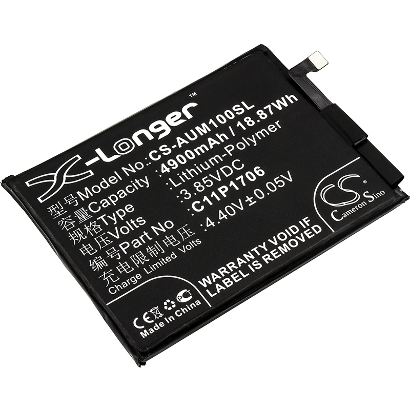 CS Battery 3.85V/4900mAh 0B200-02870200, C11P1706 (1ICP5/65/87) for Asus ZB602KL, ZenFone Max Pro M1/M2 Dual SIM TD-LTE