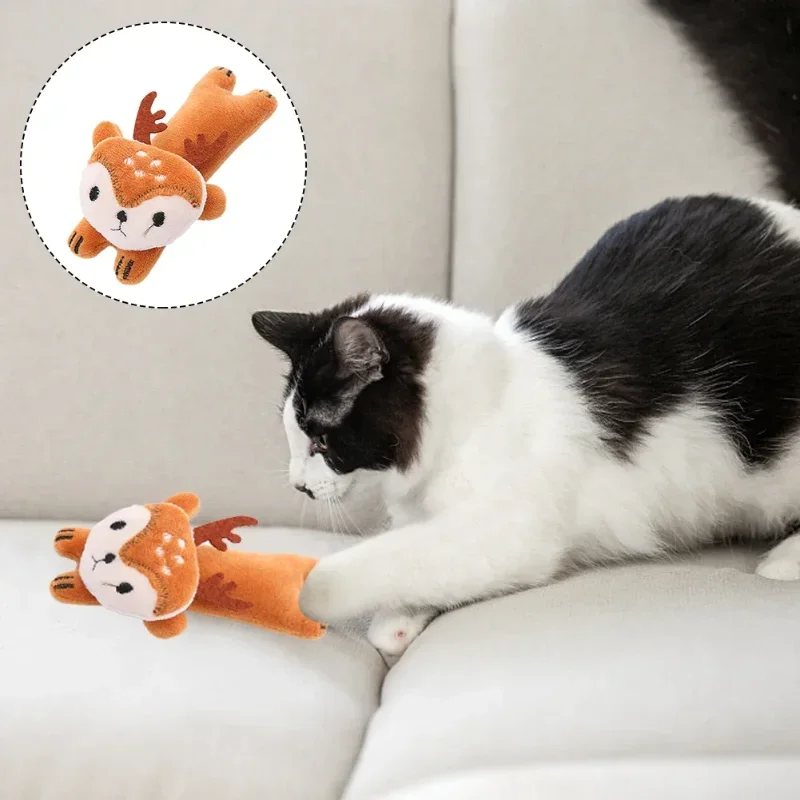 Cute Animal Shape Cat Toys Funny Interactive Plush Cat Toy Mini Teeth Grinding Catnip Toys Kitten Chewing Toy Pets Accessories