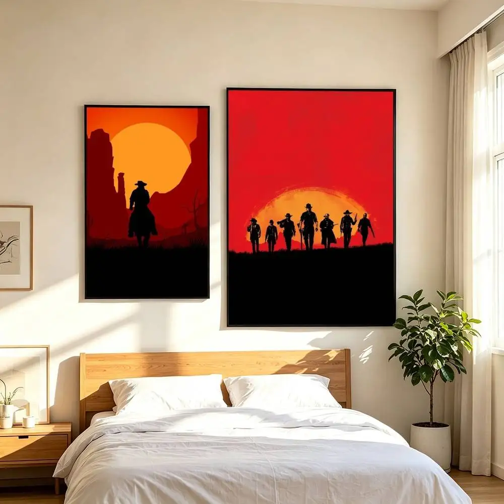R-Red Dead Redemption 2 Game  Poster Waterproof Wall Art Sticker For Bar Living Room Vintage Decor High Quality Print Gift